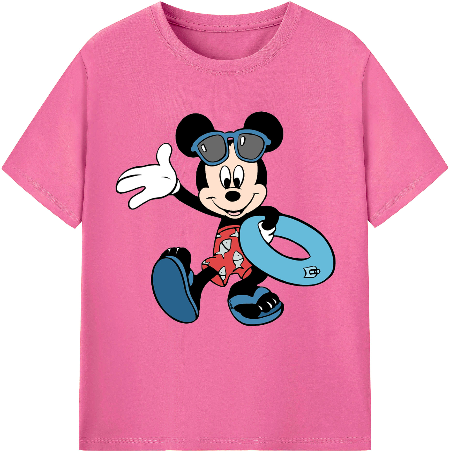 （画像用） ミッキーマウス Mickey Mouse レディースカジュアルプリントTシャツ（綿100％）